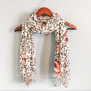 Rose and cheetah print scarf